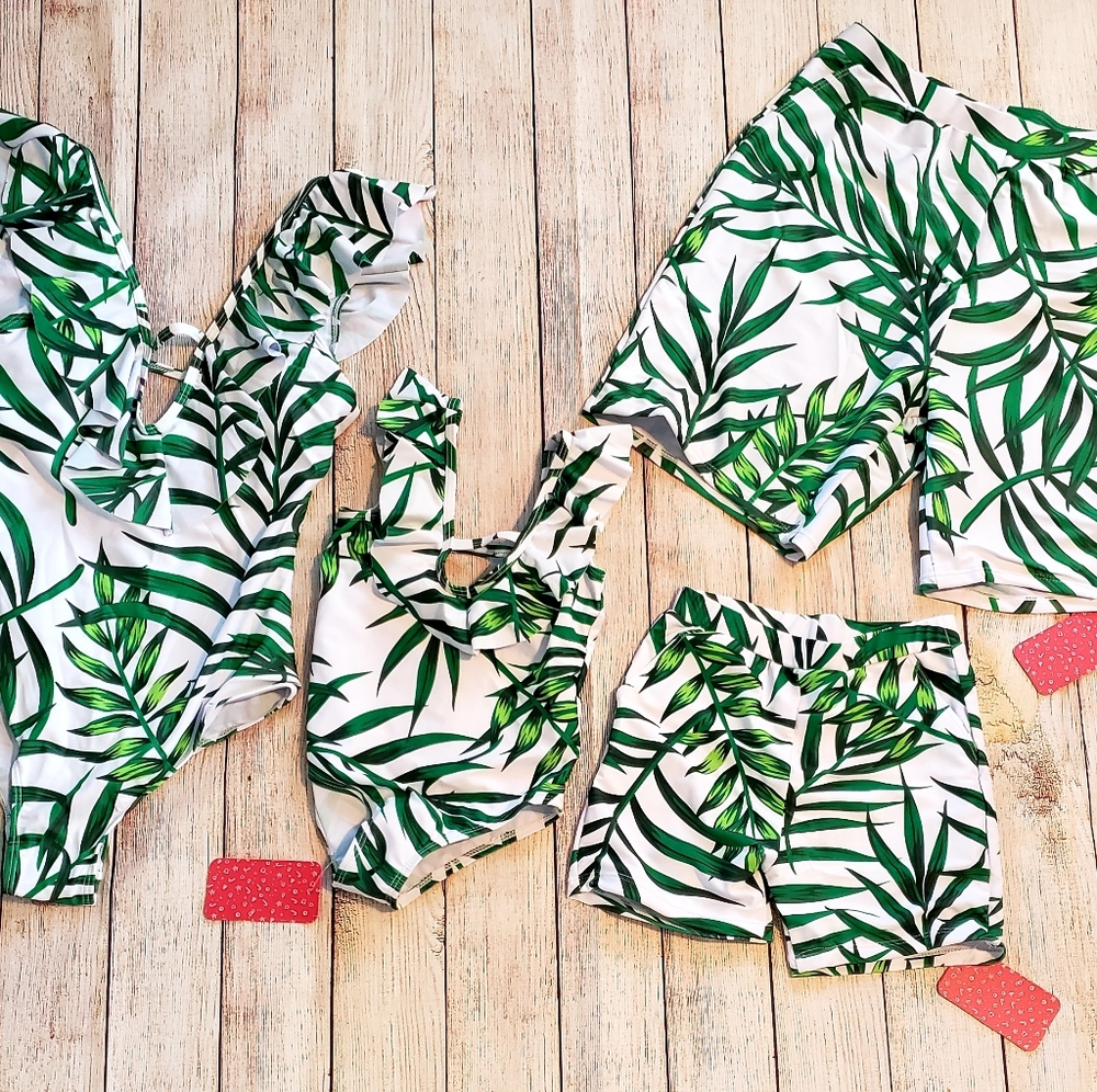 Family Matching Swimsuits - Leaf Print